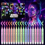 18 Farben UV Bodypainting Stifte, Neon Schminke für Schwarzlicht & Festival