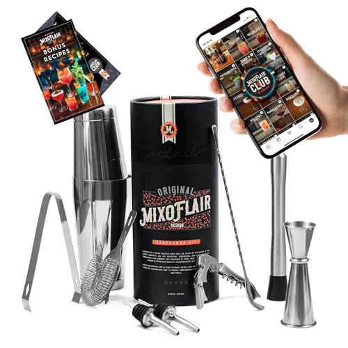 Mixology Bartender Kit with Boston Cocktail Shaker - 9pc Stainless Steel Bar Tool Set - Drink Mixer, Cocktail Accessories, Home Bar Essentials, Martini Barware Set, Men or Women Bartending Gift