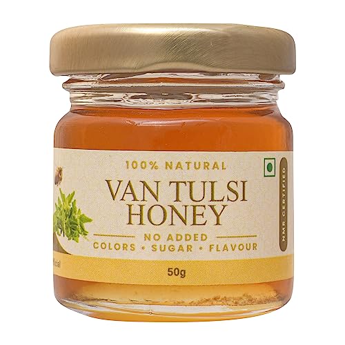 Image of Shiva Organic Raw Van Tulsi Flower Honey 50g | 100% Pure NMR Tested | Raw and Unprocessed