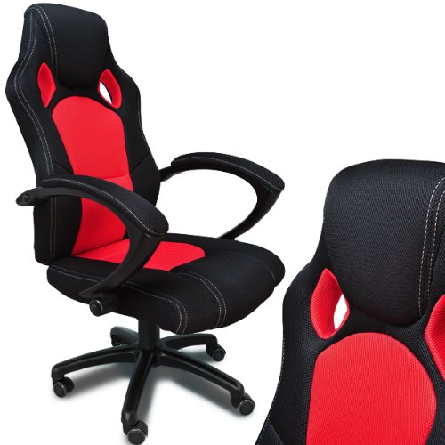 Deuba Sedia da Ufficio Sedia Sportiva Nera/Rossa