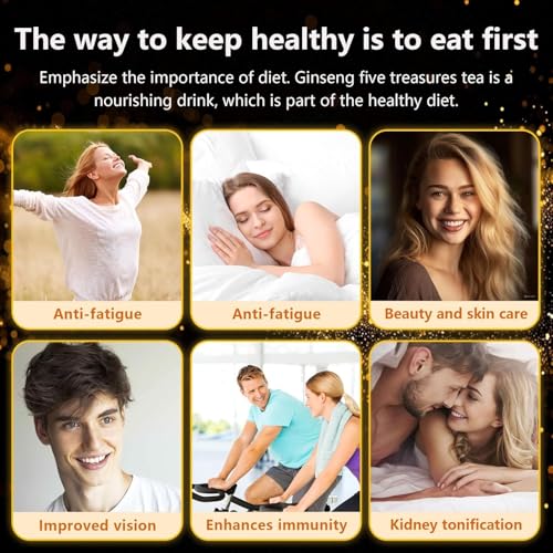 Jgfwat 25 Beutel Ginseng Six Treasure Tea,Kidney Detox Tee, Ginseng Rote Dattel Natürlichen Chinesischen Kräutertee,raditional Chinese Herbs for Men & Women(250 g/10 g x 25 Beutel)