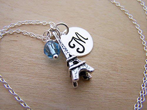 Miniatura 2 de Personalized Eiffel Tower Charm Initial Necklace