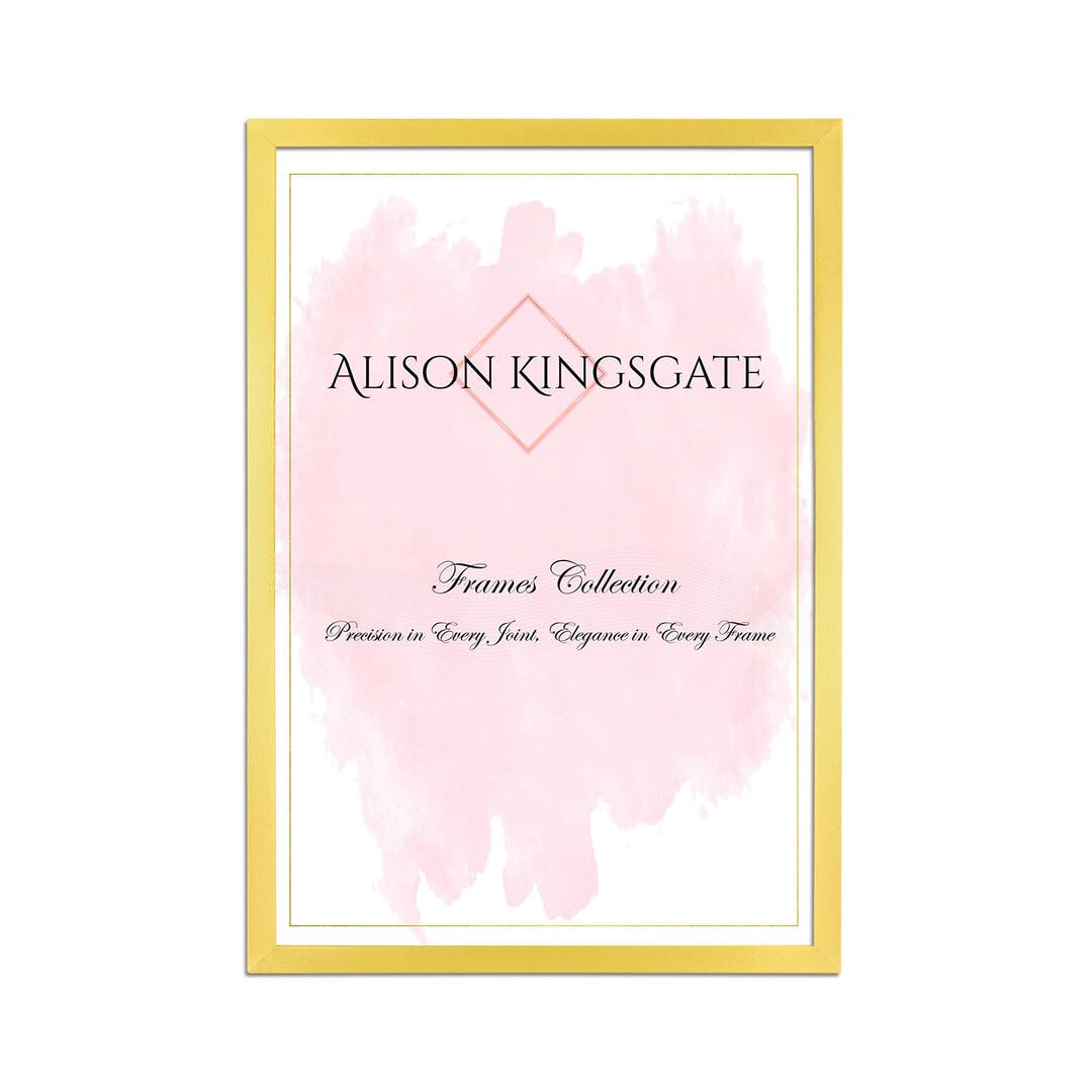 Alison Kingsgate Sleek 22X18 Picture Frame - Engineered Wood with Shatterproof Perspex Front -Perfect for Photos, Posters, Certificates -Suitable for Wall Mount or Tabletop Display - Gold โ image 1