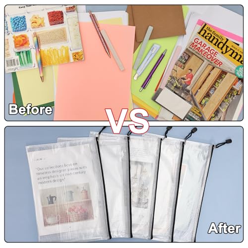 Image of EOOUT 42pcs Mesh Zipper Pouch, Black Waterproof Zipper Bags for Organizing Storage, Letter Size /A4 Size Puzzle Bag, Zipper File Bags for Board Games and School Office Supplies