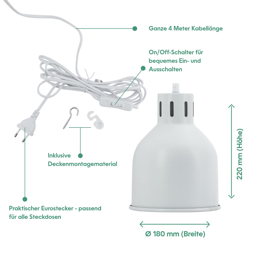 Venso EcoSolutions E27 SAGA Lampenschirm Weiß, LED pflanzenlampe E27 Pflanzenleuchte, LED Wachstumslampe für verbesserte Photosynthese und Chlorophyllbildung, Anzuchtlampe Gemüse, Pflanzenlicht