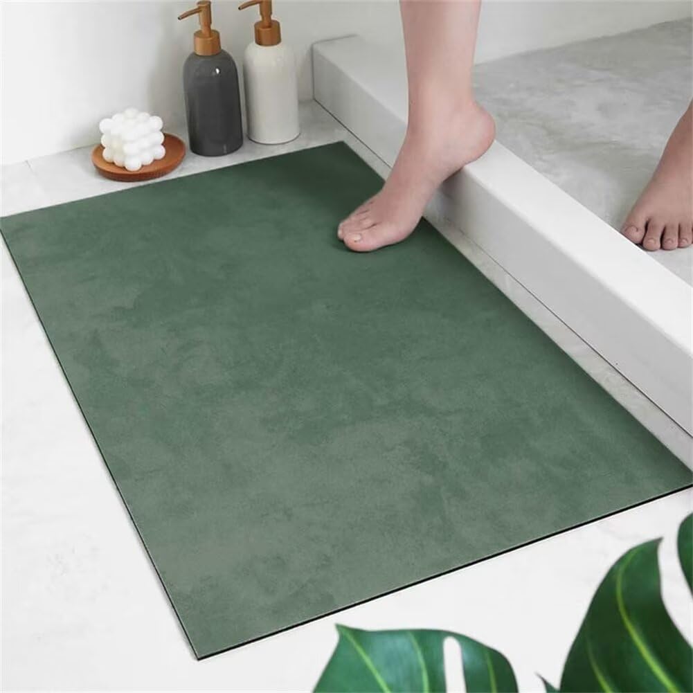 Alfombra de Baño Antideslizante, 80x150cm Alfombrilla Diatomita Baño Súper Absorbente, Alfombrilla Ducha Lavable Stone Bath Mat, Alfombra Piedras para Ducha, Cocina, Bañera y Baños, WC Green 6-625