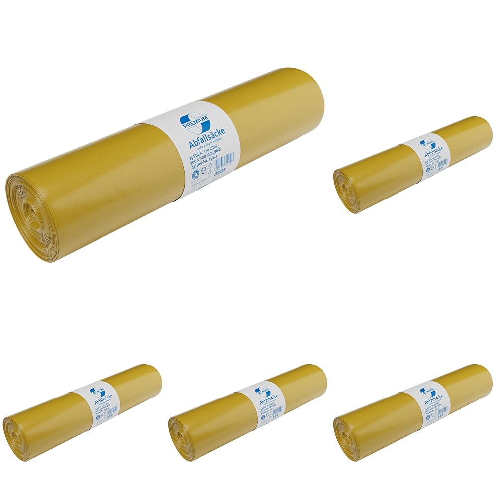 Müllsäcke DEISS PREMIUM gelb Typ 60, 120 Liter (Packung mit 5)