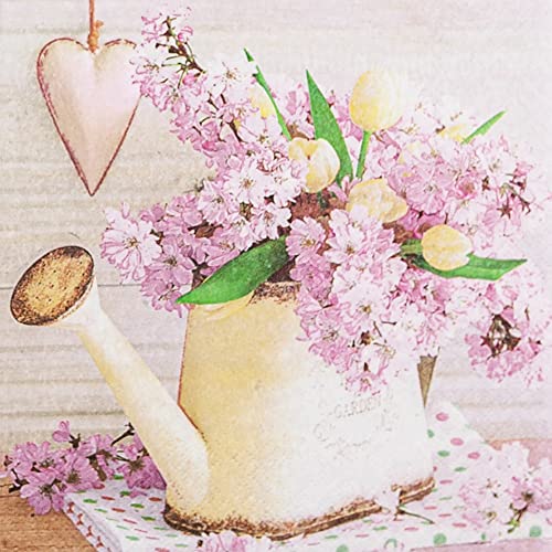 20 servilletas de flores rosas en jarra, primavera, decoración de mesa, decoupage, técnica de servilletas, 33 x 33 cm Cover