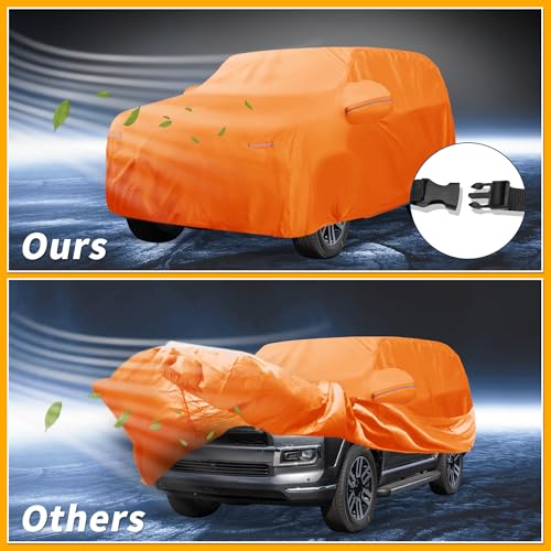 Image of Car Cover Waterproof All Weather Automotive Outdoor Anti-UV Full Exterior Cover for Toyota 4runner 210D-PU Orange with Left Side Zippers
