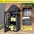 Fancyango Outdoor Resin Storage Shed, Upgrade Durable Storage Cabinet with Removable Shelves and Lock Ring, Reinforced Floor, All-Weather Construction for Garden Patio Lawn (Black)