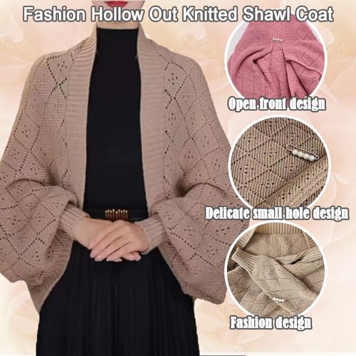 Fashion Hollow Out Knitted Shawl Coat for Women4