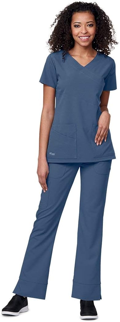 Get Discount Offer Grey's Anatomy Signature 2130 Mock Wrap Top White 2XL