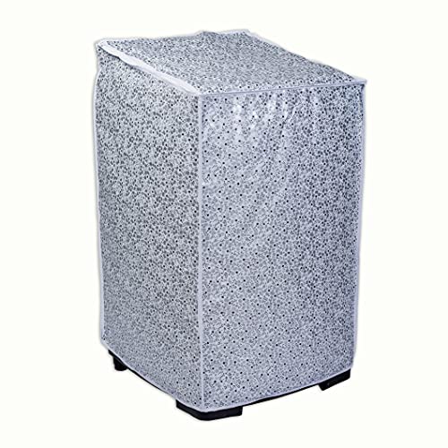 Image of Classic Top Load Washing Machine Cover Suitable For Whirlpool 360 / Stain Wash Back Panel 6 Kg, 6.5 Kg, 7 Kg, 7.5 Kg (58cmsX58cmsX97cms, White & Grey)