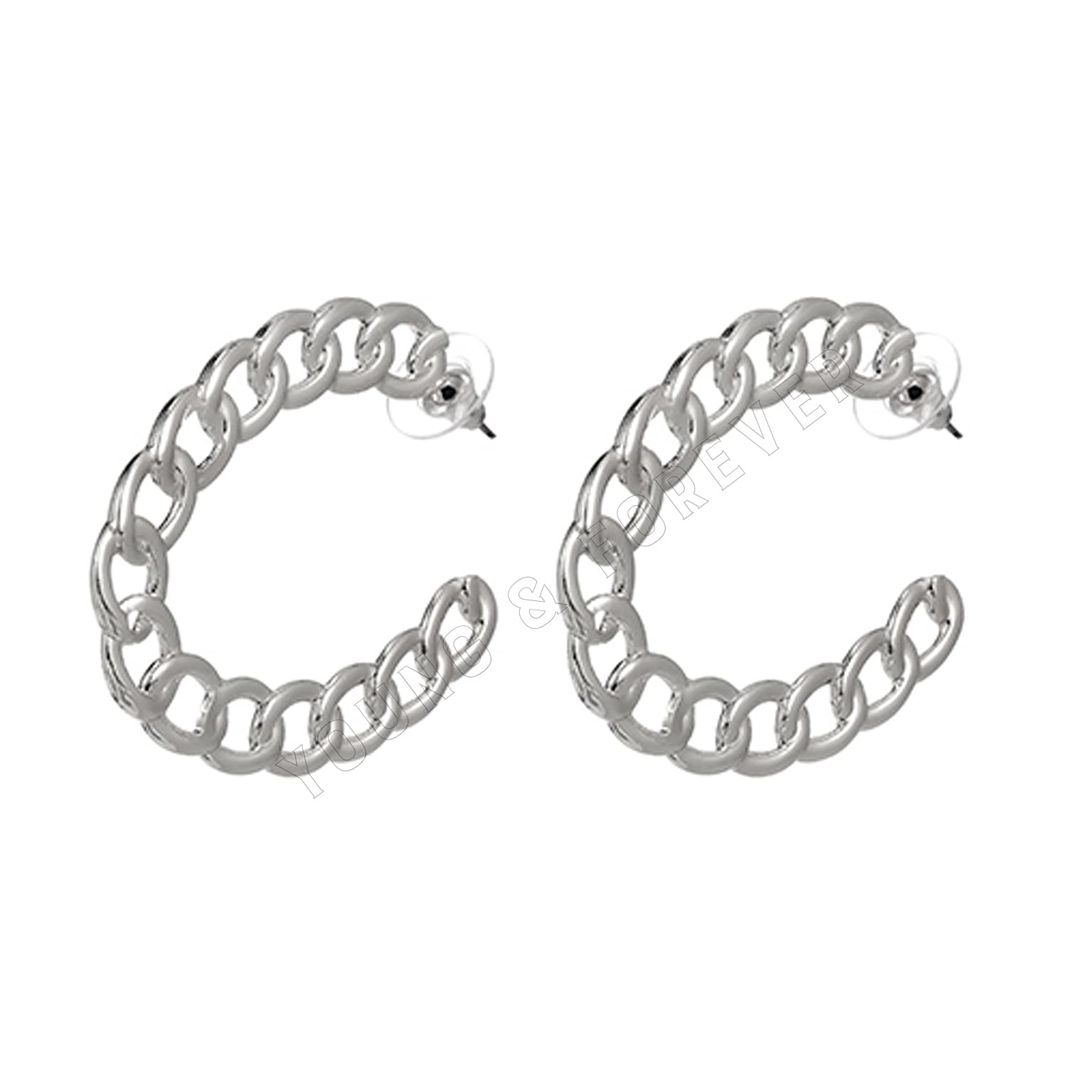 Young & Forever Gift Stainless Steel Curb Chain Hoop Earrings for Women Big Hoop Dangle Earring for Women Oval Earrings Thin Geometric Hoop Earrings (B093Q5Z718) Amazon Price History, Amazon Price Tracker