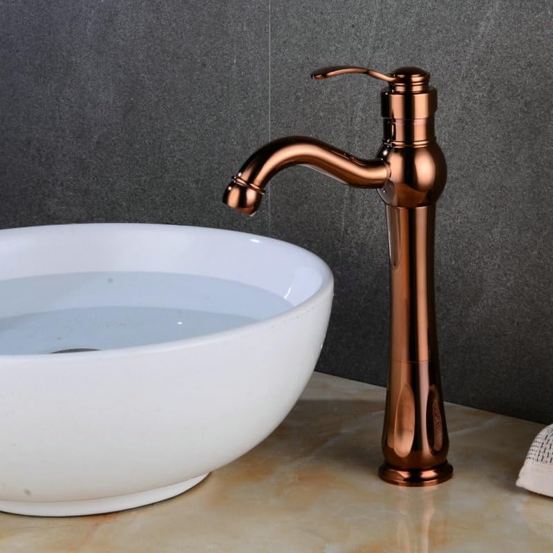 Mélangeur de bassin LWX or rose finitions chromées d'exception pour support de vasque