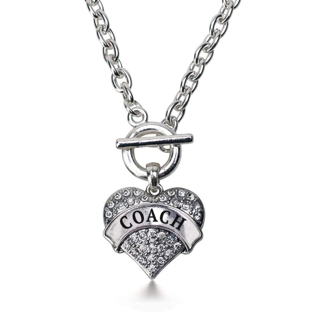 Silver Pave Heart Charm 18 Inch Necklace with Cubic Zirconia Jewelry