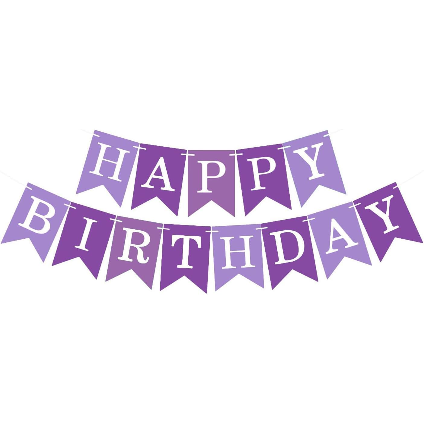 Birthday Banners Purple - Durable & Easy to Hang Party Decorations with Pre-Cut Slots, Lightweight for Home Celebrations