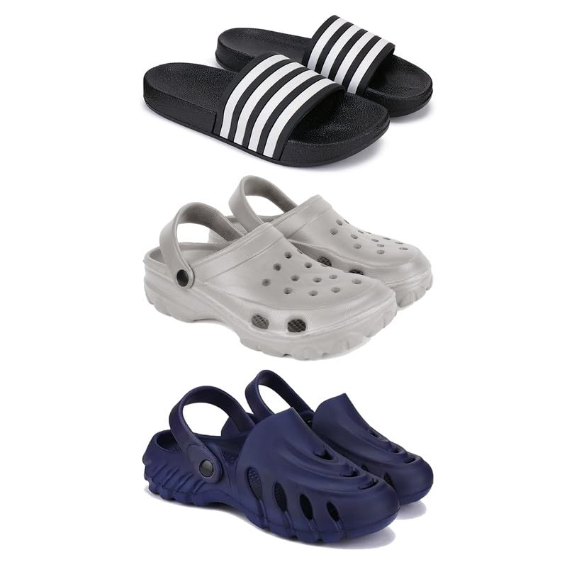 Lightweight,Classic SliderSandals with Clogs for Men-Combo(3)-3024-3124-3136-9 Navy-3710 (B0D9QTC2DR) Amazon Price History, Amazon Price Tracker