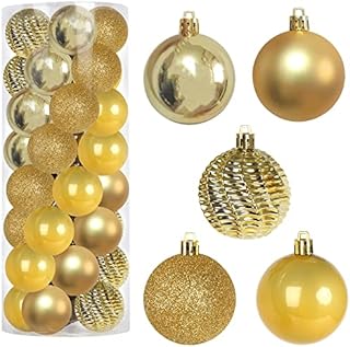 LOKIPA 40ct Christmas Ball Ornaments, Gold Shatterproof Christmas Baubles Decorations for Holiday Christmas Tree Decoration