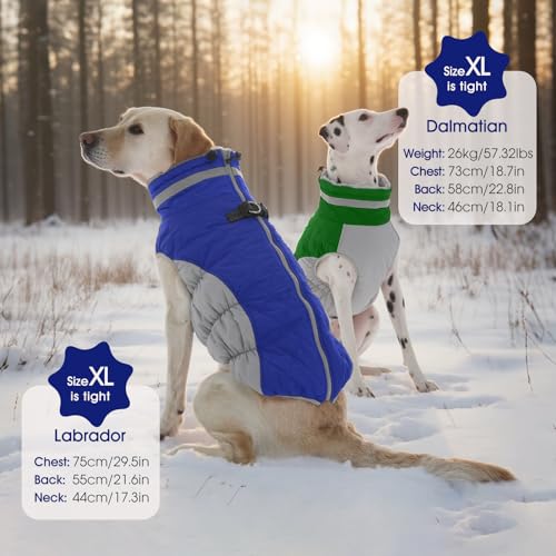 FUAMEY Dog Coat for Medium Dogs,Waterproof Dog Winter Jacket with Harness Built in Puppy Cold Weather Coats Reflective Pet Vest with Zipper Warm Fleece Dogs Snowsuit Windproof Blue M - Image 7