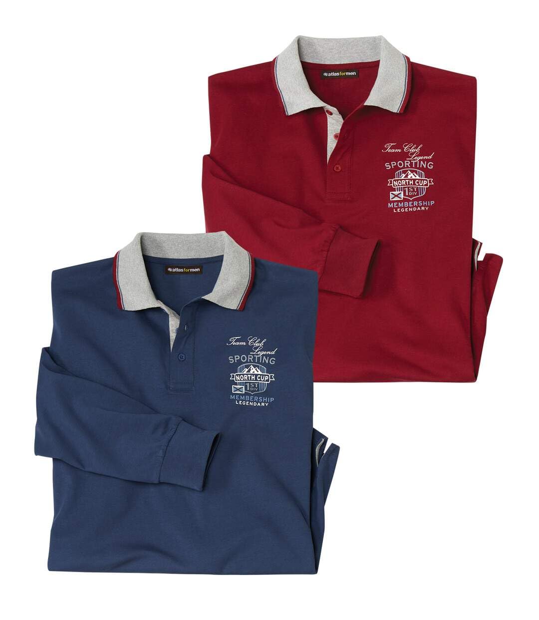 ATLAS FOR MEN - Pack of 2 Men's Classic Polo Shirts - M