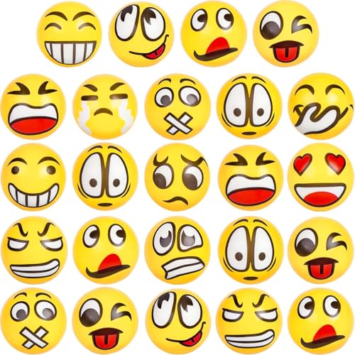 LovesTown 24 PCS Stress Balls, 2.5 Inches Squeeze Toys Funny Foam Face Squeeze Fidget...