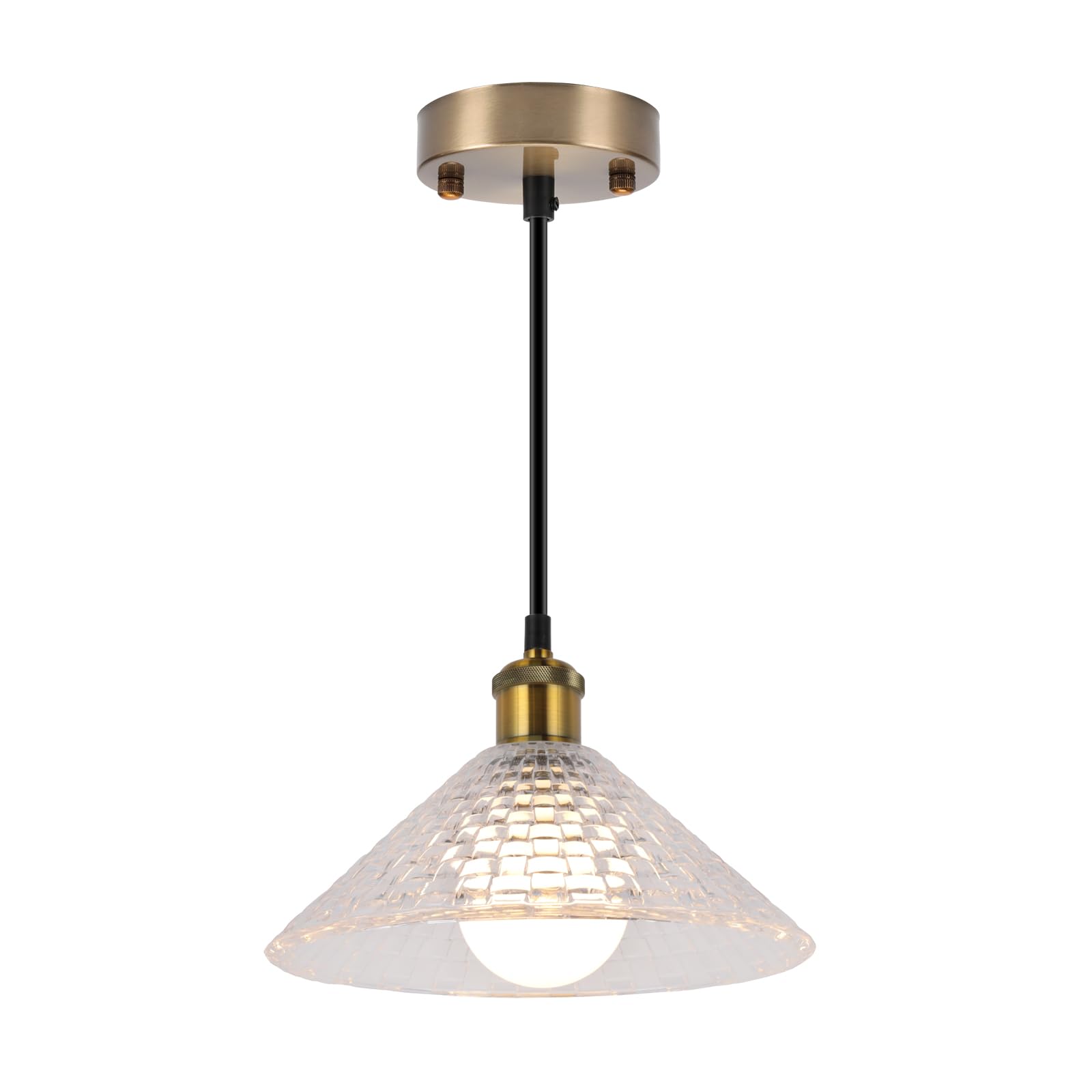 LYMSXAZOU Vintage Industrial Glass Pendant Light Fixture - Adjustable Height E27 Chandelier with Shade for Retro Kitchen Dining Room Living Ceiling Lighting
