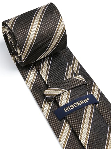 Image of HISDERN Ties for Men Solid Houndstooth Neckties Handkerchief Formal Business Tie & Pocket Square Set Wedding Party