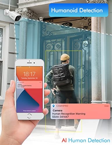 Topodome Wi-Fi Bullet Security Camera Outdoor,1080P Onvif Ip Wifi Surveillance Camera, Rtsp/ Humanoid Detect/ 2-Way Audio/ Siren Alarm/ Sd Card / Night Vision, Weatherproof Ip66 Metal Case (White) #TOP1