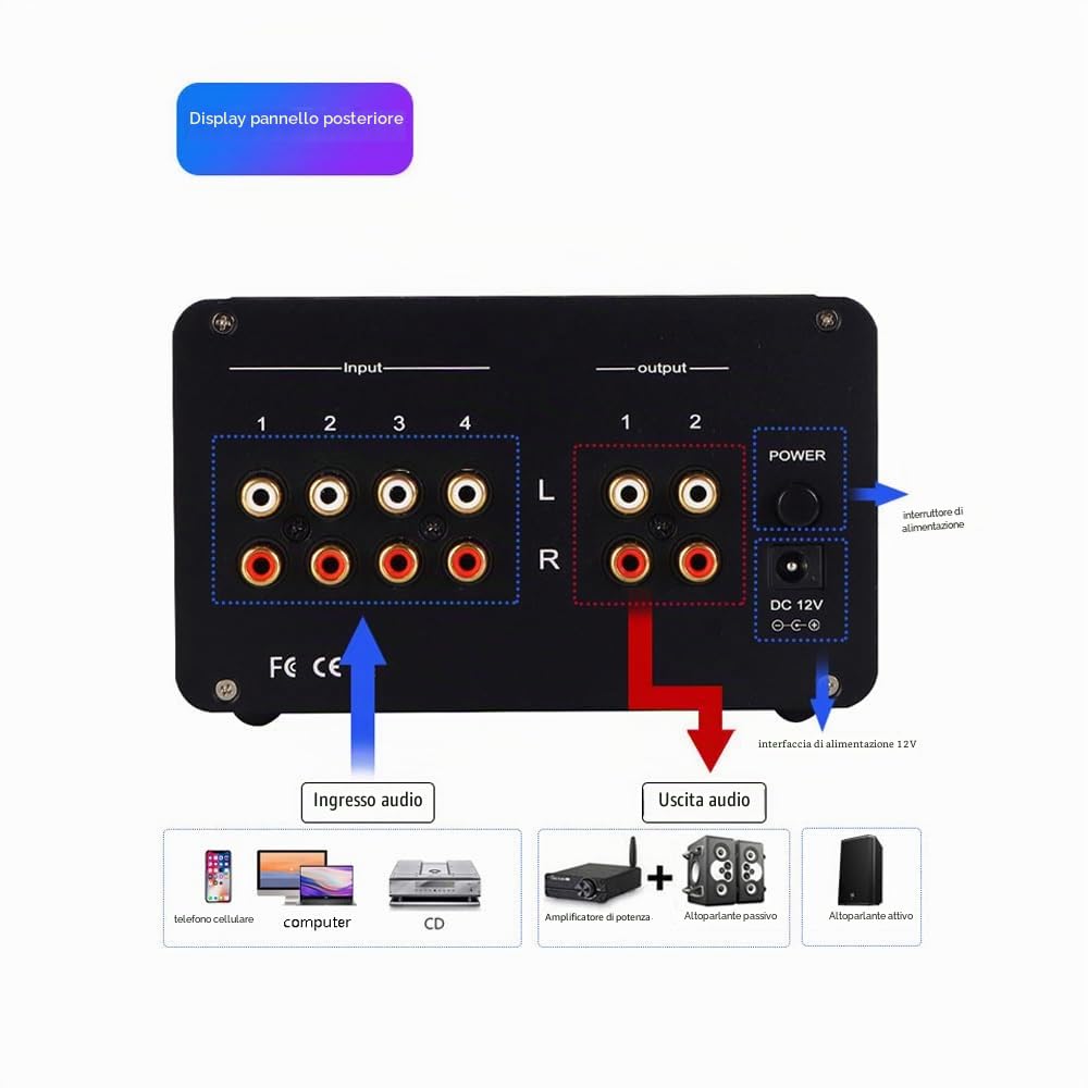 SA-1000 Preamplificatore valvolare audiofilo Audio HiFi Amplificatore valvolare elettrico 4 ingressi 2 uscite Interfacce audio Amplificatore di commutazione audio senza perdite Chip 5532 integrato