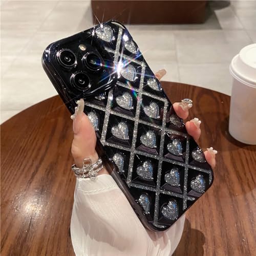 Coque iPhone 14 Pro Max avec placage de luxe et finition cœur 3D raffinée