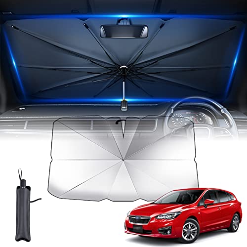 汎用機種 車用サンシェード 傘型 10本骨 に適し 新型 スバル インプレッサスポーツ GT2/GT3/GT6/GT7/GTE 2016.10〜現行 サンシェード 車 フロント 軽自動車 車用パラソル 7重構造 チタン断熱素材 遮光率99%&UVカット 設