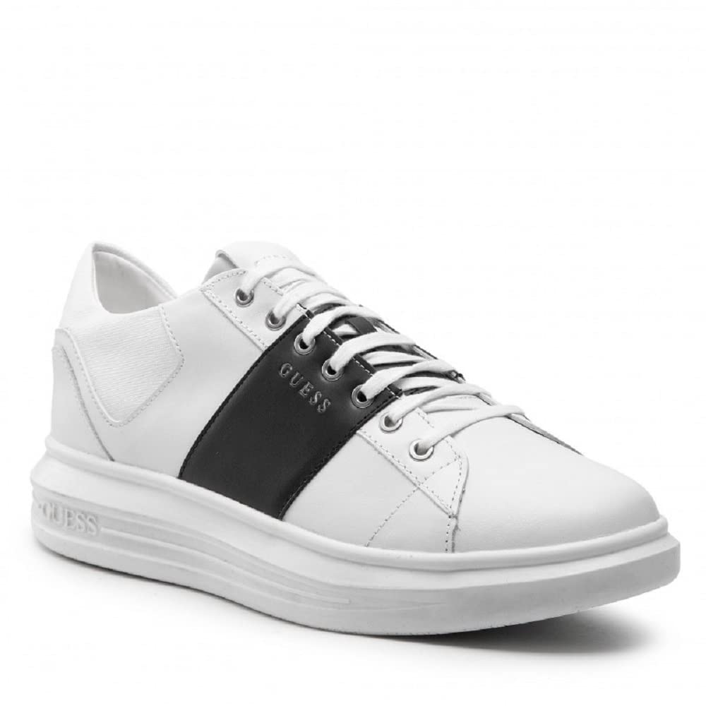 GUESS Vibo, Zapatillas de Gimnasio Hombre, Blanco y Negro, 45 EU
