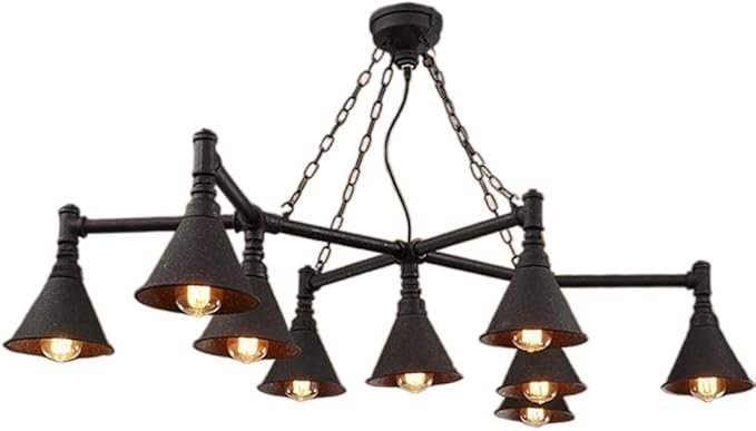 OZZKI Hanglamp 9-lichten E27 American Vintage Iron Metal Steampunk kroonluchter, retro design slaapkamer hotel plafondlampen, bar restaurant keuken ophanging verlichting Inbouwarmatuur