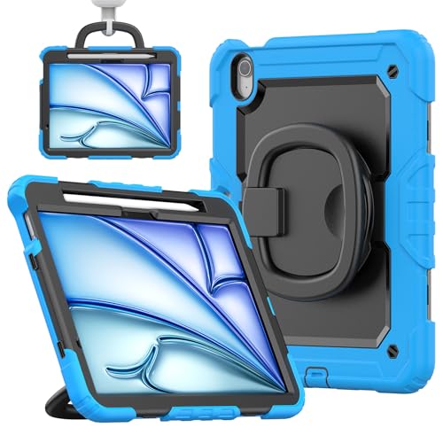 Coque iPad Air 11 Pouces M2 Protégée Contre Chutes avec Support Rotatif 360