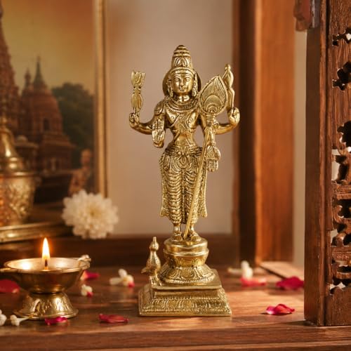 Kartique Brass Murugan Kartikeya Murti, Traditional Idol for Puja...
