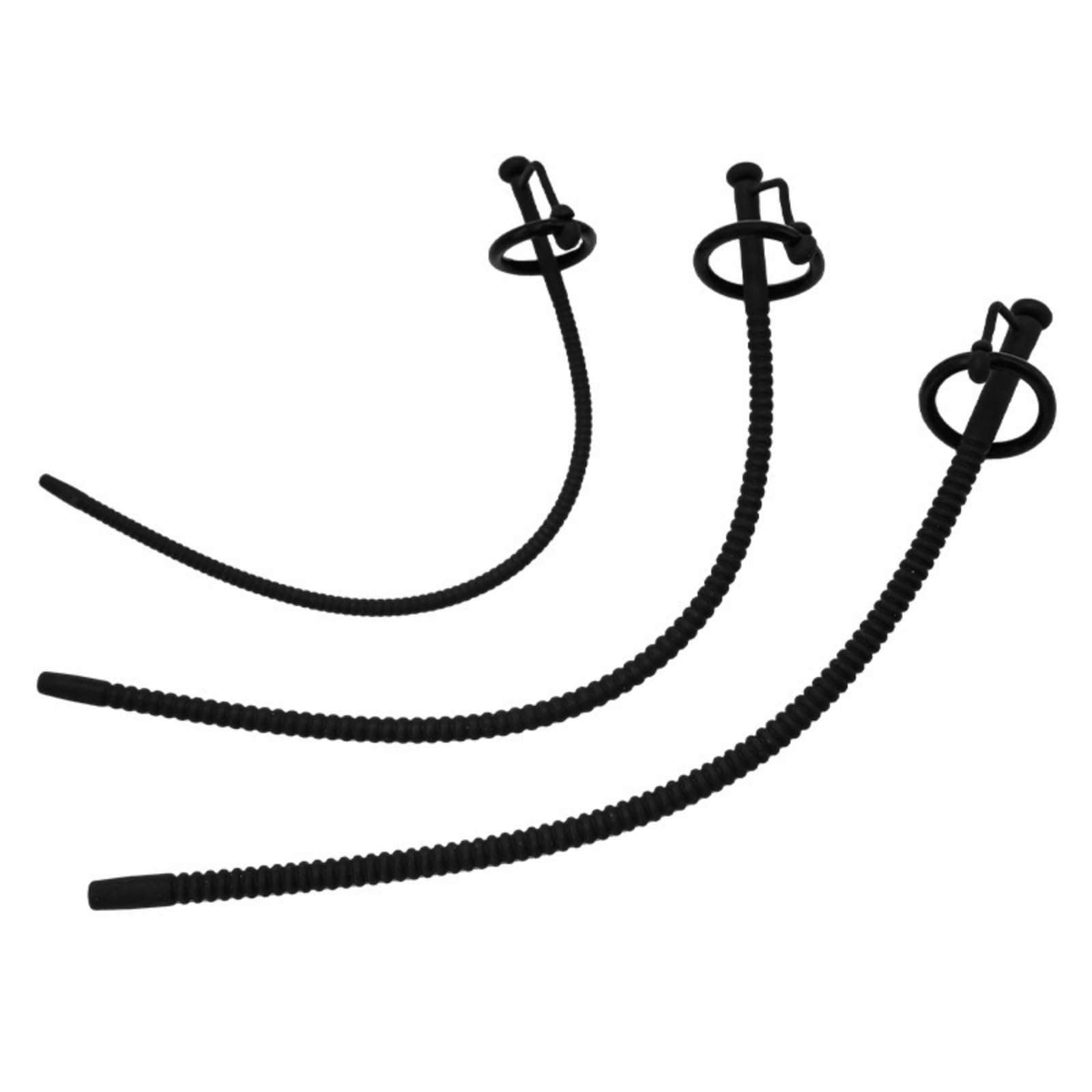 Sonde de protection urétrale creuse à filetage prolongé pour hommes, tige d'entraînement courbée, accessoires - FRhlM23 (Noir, 3Pcs)