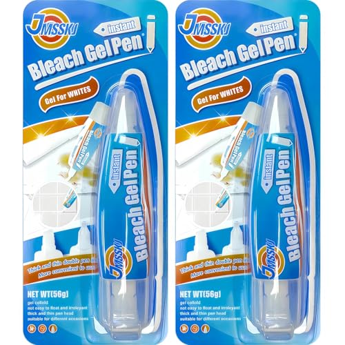 Image of Bleach Pen For Clothing, Bleach Pen, bleach gel pen, Stain Remover Pen, Clothing Bleached DIY Design, Mold Stain Remover Gel,Travel,Instantly Remove Stains,Pearl White (1.76 Fl Oz (Pack of 2), Lemon)