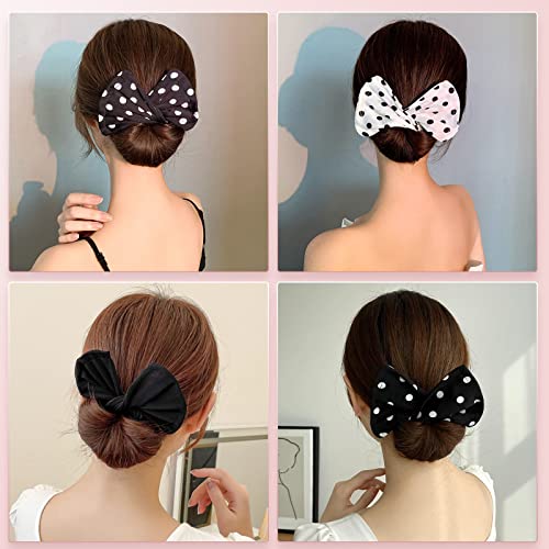 3 Pieces Hair Bun Maker Lazy Hair Curler Deft Bun For Hair Twister, Flexible Donut Hair Bun, Fashion French Hairstyle Bun Clips, Hair Accessories For Women & Girls Kids (Black, Polka Dots) #TOP7