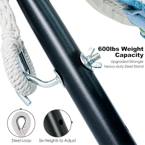 Image of GAFETE Double Hammocks with Stand for Outside, Max 600lbs, (Lagoon) | Upgraded Spreader Bar, 9FT Heavy Duty & Space Saving Stand, Easy Assemble, Convenient Side Pocket, Indoor & Outdoor, Patio
