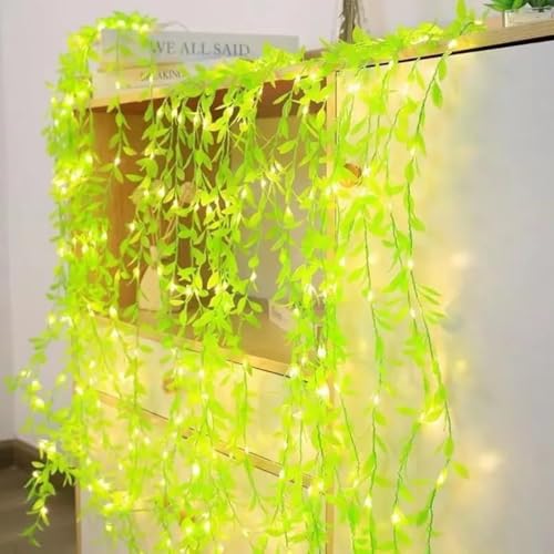 Image of MIRADH Diwali Fairy Lights Leaf Curtain String Light, 180 LED Artificial Leaf Vine with 8 Modes for Diwali, Navratri, Christmas & New Year Home & Party Decor (10x3 ft) (1, Warm White)