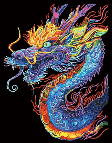 Peinture diamant 5D dragon fluo DIAMOND DOTZ velours haut de gamme 2594355