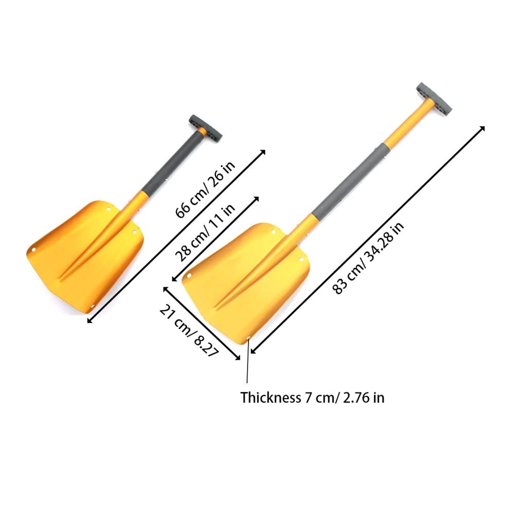 Rascador de hielo para coche Pala Plegable Retráctil, Herramientas Supervivencia Pala Nieve Para Exteriores Aleación Aluminio Pala Hielo Herramienta Removedora De Nieve Invierno Rascadores de hielo pa