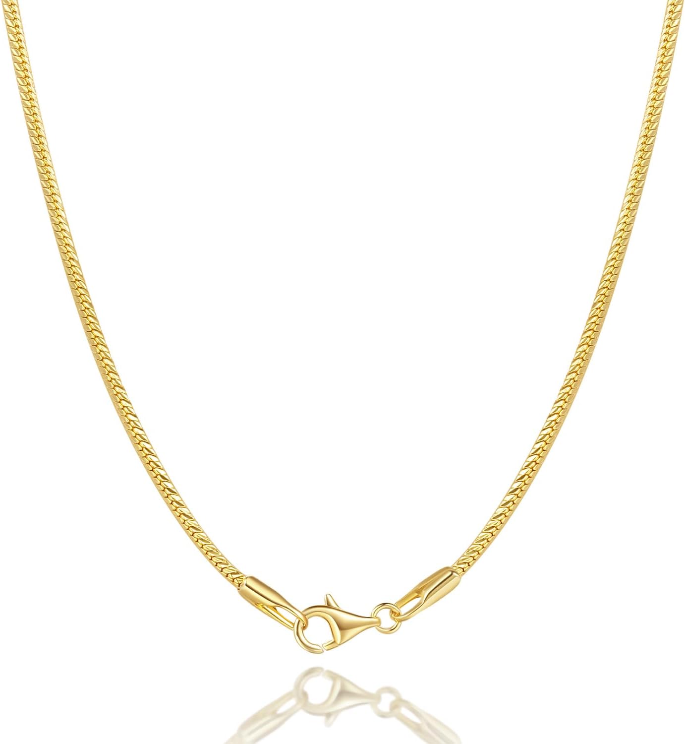 Gold Necklace for Women 14K Gold Necklaces for Women 1.4mm Thin Snake Necklace for Womens Chain for Men Noticeable With Flawless Surface Herringbone Necklaces for Womens 16''-24''