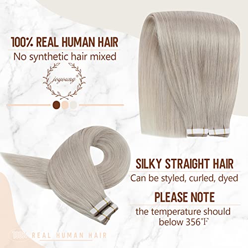Youngsee Tape In Hair Extensions Human Hair Grey Blonde 18 Inch Grey Tape In Hair Extensions Grey Human Hair Tape In Extensions 10Pcs 25G Grey Blonde Tape Hair Extensions #TOP2