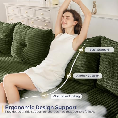 Image of MAXYOYO 132 inch Giant U-Shaped Modular Sectional Couch, Modern Boneless Couch for Living Room, Sofa in A Box, Oversized Sofa with Deep Seat, No Assembly Required, Green