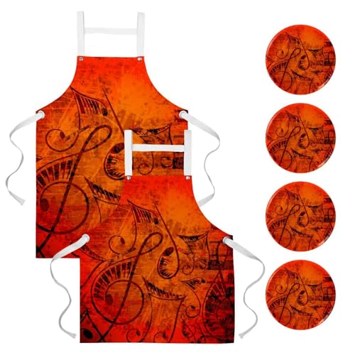 Tablier de serveuse musical lot de 2 idéal pour la pâtisserie et le nettoyage de la maison