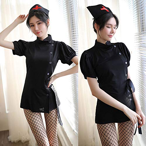 最安値 Beloved ナース服 ブラックタイプ 3点セット ナース服 キャップ Tバック ミニ丈 ナースワンピース コスチューム 透け感 黒色 スケスケ 衣装 看護婦 ガーターストッキング 白衣 ランジェリー かわいい 可愛い プレゼント Cosplay Costume Halloween 衣装 服