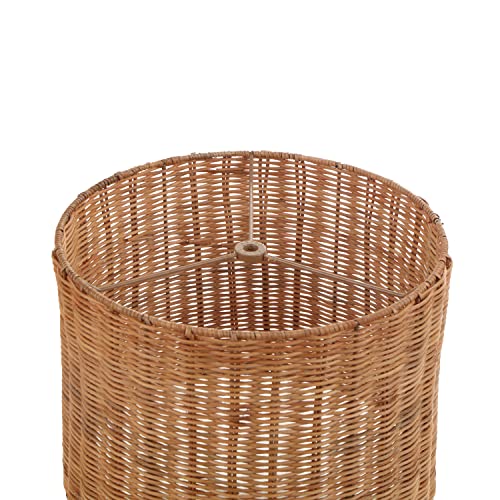Image of Aspen Creative 31604, Drum Spider Lamp Shade, Natural Rattan, 12 inch Top x 12 inch Bottom x 9 inch Height