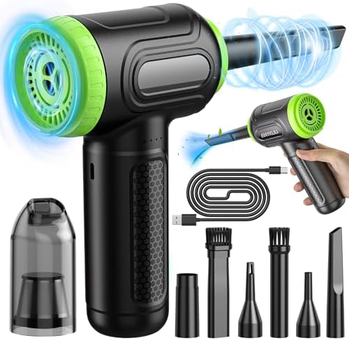 Souffleur Et Aspirateur 2 En 1 Sans Fil SEANCHEER - 180000 Tr/min, Batterie 8000mAh, Lampe LED, Pour PC, Voiture, Maison - 12